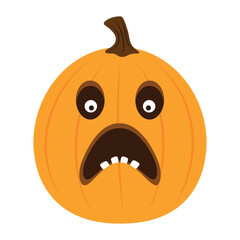 funny cartoon pumpkin isolated, halloween vector illustration