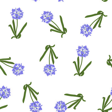 Seamless pattern.Blue agapanthus flower pattern