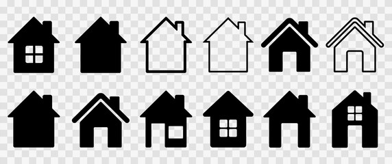 Home flat icon set vector illustration