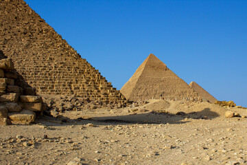 Great Pyramids of Giza, Egypt. Pyramid of Khufu, Karfe and Menkaura
