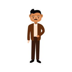male teacher wearing eyeglasses worker character