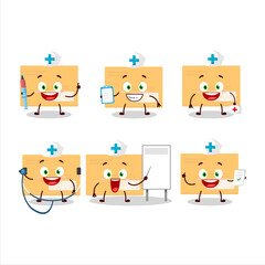 Doctor profession emoticon with brown rectangle envelope cartoon character