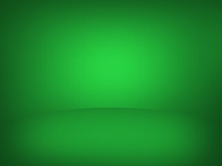 A product presentation backdrop of en empty solid color room with a round oval floor - green