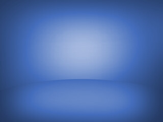 A product presentation backdrop of en empty solid color room with a round oval floor - blue
