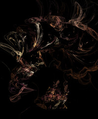 3D visualization and isolated abstract fractal on a black background. The abstract computer is generated by a fractal design. Great for paper cell phone wall phone