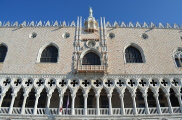 

Doge's Palace facade in Venice with typical architectural style