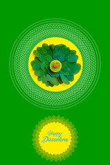 Happy Dussehra greeting card , green leaf and Rice,Indian festival Dussehra