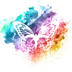 Washable wall murals Butterflies in Grunge Abstract butterfly design on watercolour texture