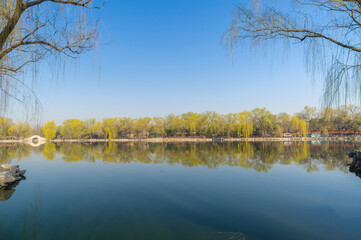 Fototapeta na wymiar The Summer Palace landscape of Beijing in early spring