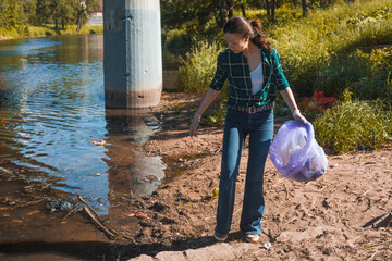 Taking care of our planet. Garbage collection and sorting. The problem of people leaving behind garbage in nature.