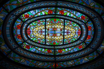 Circle shape stained glass window