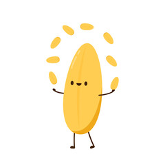 Rice character design. rice vector on white background. rice seed.