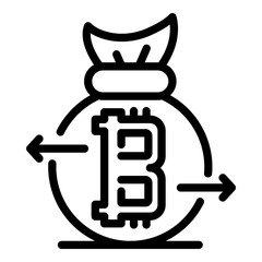 Sack bitcoin icon. Outline sack bitcoin vector icon for web design isolated on white background