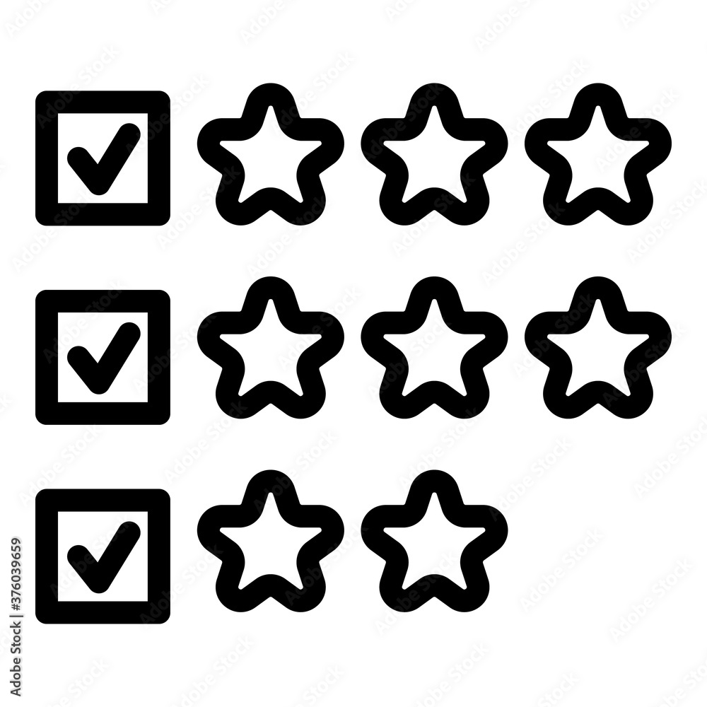 Poster Stars rating icon. Outline stars rating vector icon for web design isolated on white background