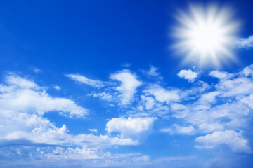 Naklejka na ściany i meble A blue sky white clouds on nature summer weather background