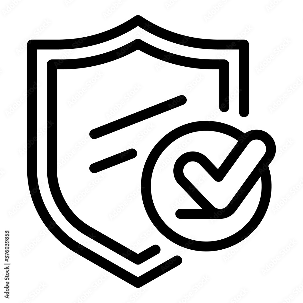 Poster shield done icon. outline shield done vector icon for web design isolated on white background