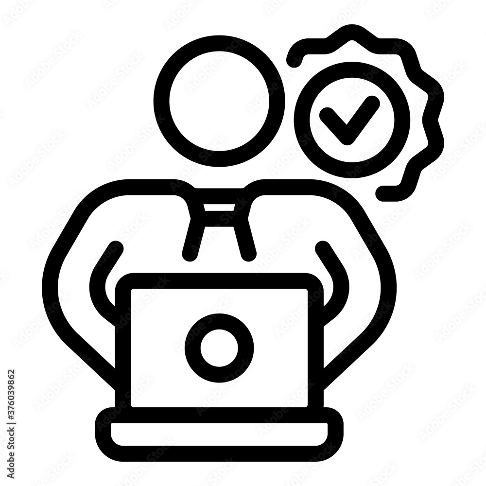 Poster quality assurance man icon. outline quality assurance man vector icon for web design isolated on whi