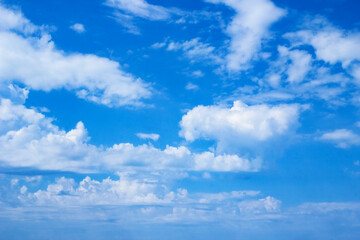 A blue sky white clouds on nature summer weather background