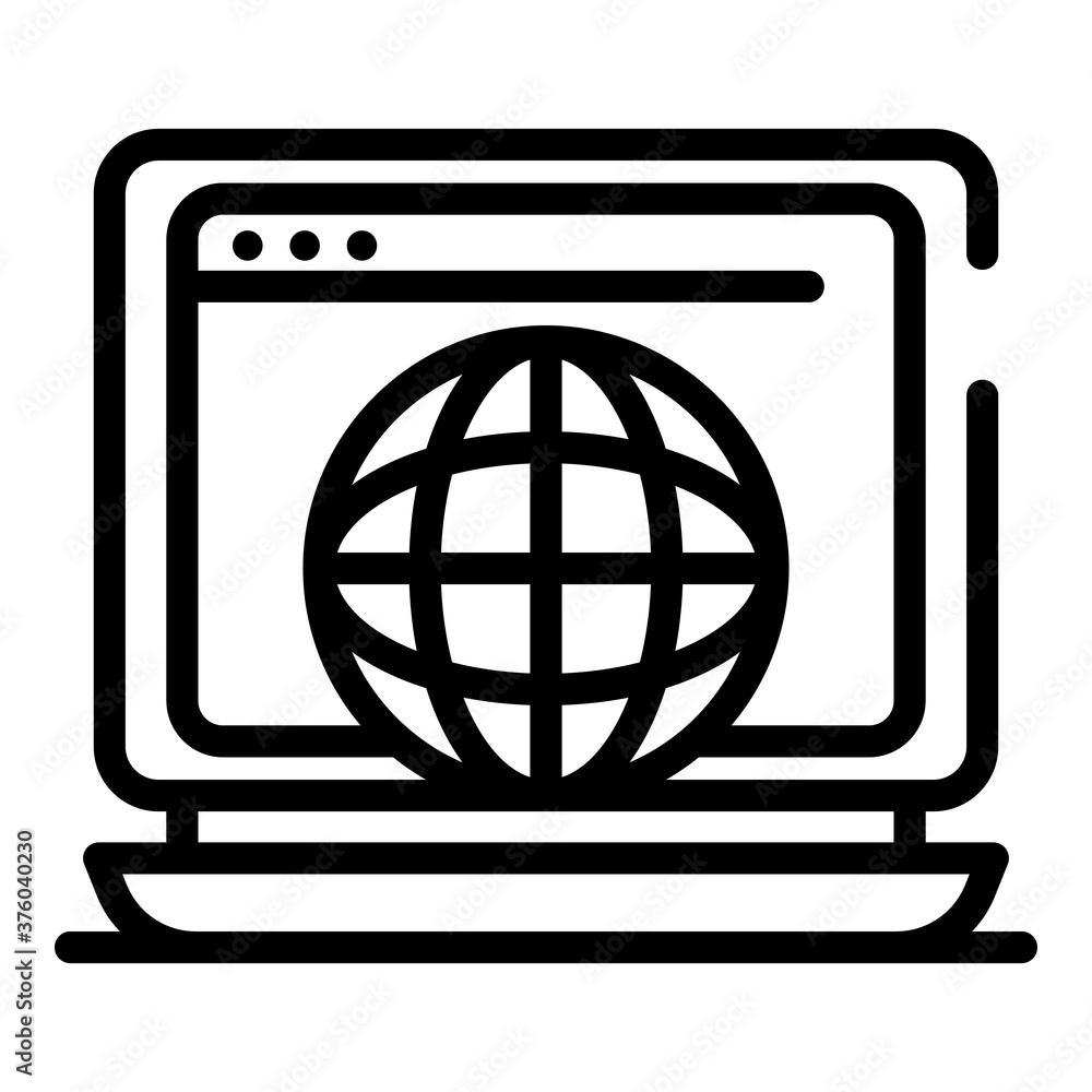 Poster Computer browser icon. Outline computer browser vector icon for web design isolated on white background