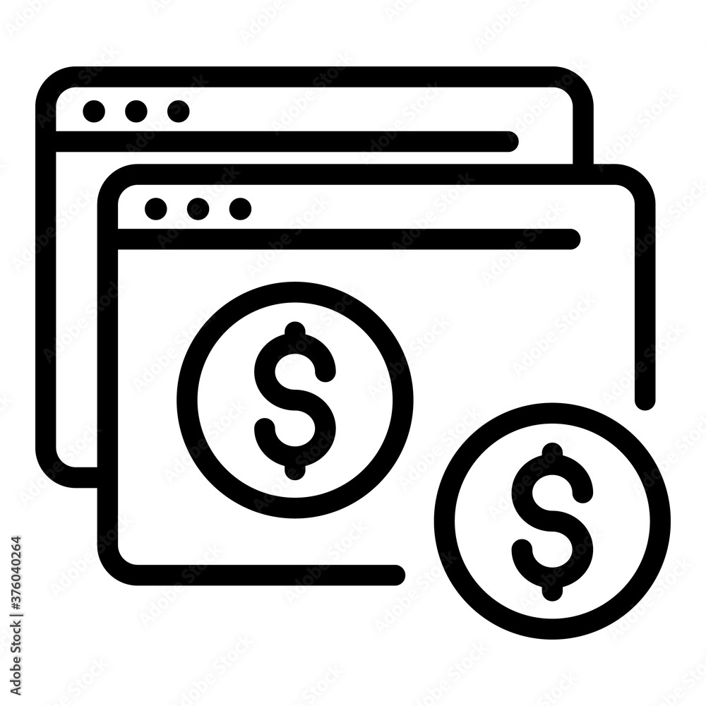 Poster paid browser icon. outline paid browser vector icon for web design isolated on white background
