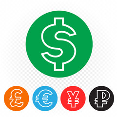 currency coins sign symbol set