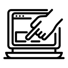 Click on browser icon. Outline click on browser vector icon for web design isolated on white background