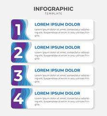 infographic element with paper cut design and 4 points, numbering, list