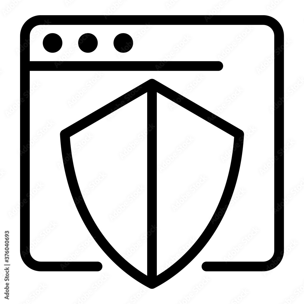 Poster shield browser icon. outline shield browser vector icon for web design isolated on white background