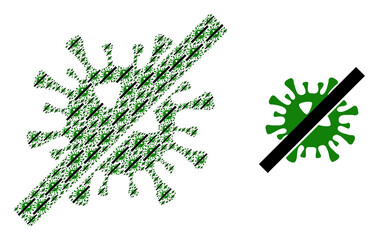 Fractal collage no SARS virus and source icon. Vector collage is composed from repeating no SARS virus icons. Flat vector design on a white background.