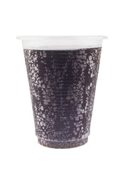 Plastic cup with cola soft drink isolated on white background
