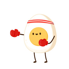 Egg cartoon. Egg character design. white background. Egg boxer cartoon.