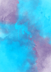 Blue violet hand painted watercolor background