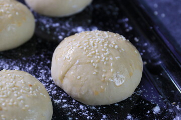 Making Bread , White Dough are Ready to be Baked