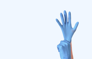 Close up of doctor's Hand wearing gloves