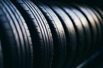 Tire stack closeup. Background picture with tyres