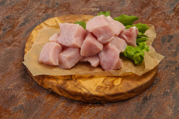 Raw fresh pork meat cube