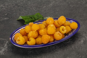 Sweet ripe tasty yellow raspberry
