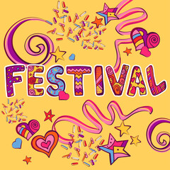 Festival hand drawn lettering composition