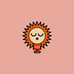 Cute Sun Kid with Sleepy Facial Expression Character Vector Design 