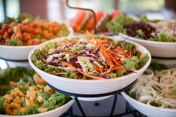 Salad vegetables buffet in hotel restaurant