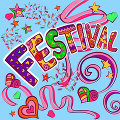 Festival hand drawn lettering composition