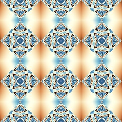 Fototapeta premium Abstract ornamental decorative pattern of squares. Mosaic art ornamental texture. Seamless square pattern.
