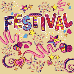 Festival hand drawn lettering composition