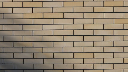 Fototapeta premium smooth brick wall of light sand color with contrasting dark seams as an empty basis for design ideas and advertising incarnations