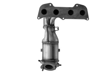 New car exhaust manifold on a white background