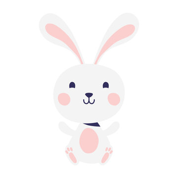 cute easter little rabbit seated character