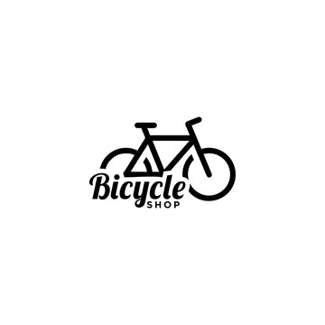 Bicycle shop logo design  vector image, Monoline style logo