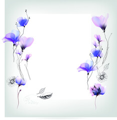 Obraz na płótnie Canvas watercolor flowers vignette colorful template for design vintage blooming background 