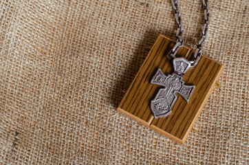 Massive silver cross depicting the Archangel Michael.