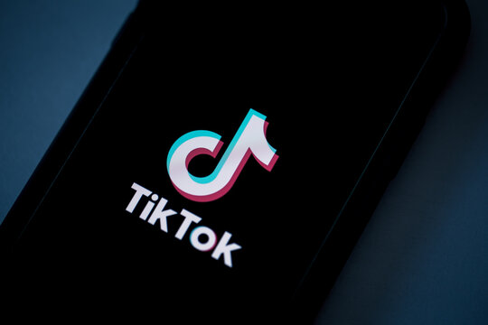 WENZHOU, CHINA - SEPTEMBER 5, 2020: Smart phone with TIK TOK logo, which is a popular social network on the internet.